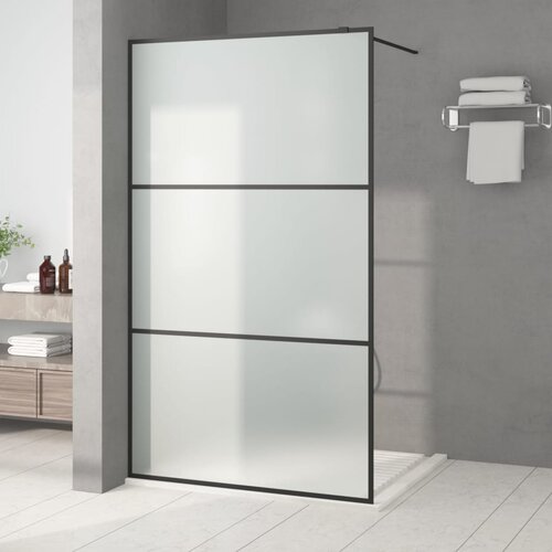 VidaXL Pregrada za tu&amp;scaron; črna 115x195 cm motno ESG steklo Slike