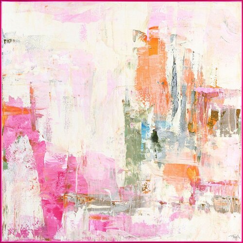 Malerifabrikken Tiskana/s ručno oslikanim elementima slika s okvirom/na platnu 102x102 cm New Age Pink &ndash; Cijene