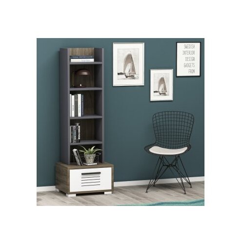 Hanah home polica za knjige dawn walnut white anthracite Cene