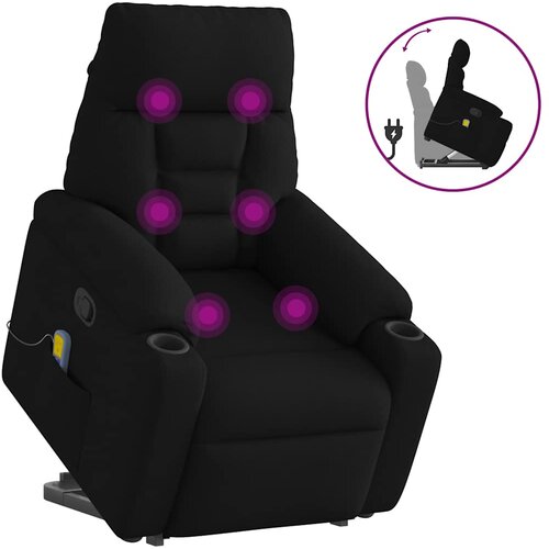 vidaXL Masažni naslanjač s funkcijo vstajanja črno blago Cene