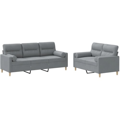  2-dijelni set sofa s jastucima svjetlosivi od tkanine Slike