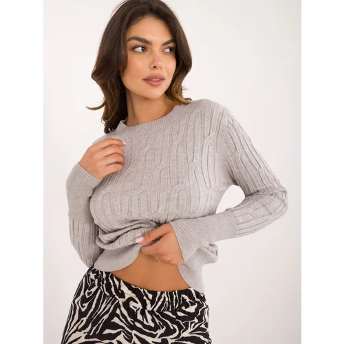 Fashion Hunters Grey women's classic sweater with long sleeves