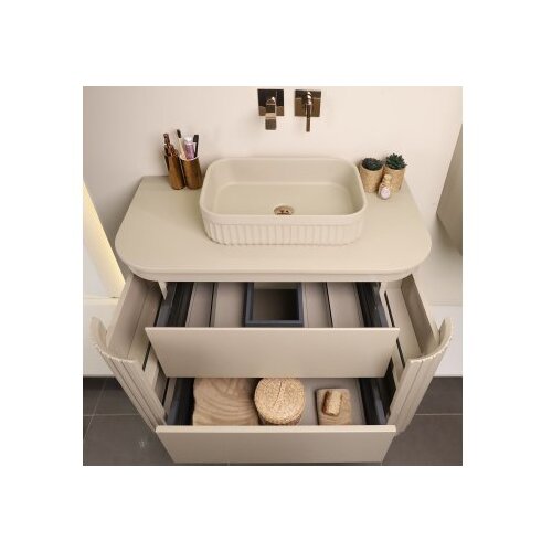 Hanah home Set kupaonskih ormarića s umivaonikom i ogledalom, 2 dijela, bež Slike