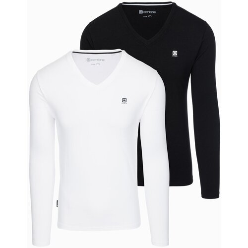 Ombre Set of men&amp;#039;s SLIM FIT longsleeves with V neckline and logo 2-pack Slike