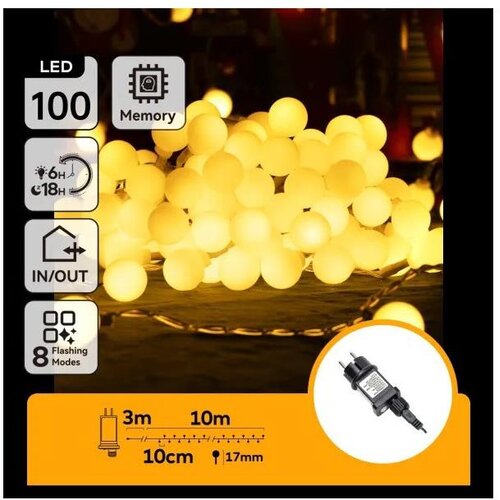 Aigostar LED spoljni dekorativni lanac 100xLED/3,6W/230V/8 funkcija 10m IP44 topla bela Cene