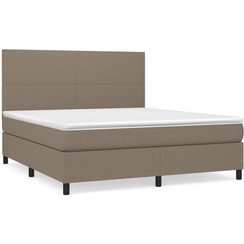 VidaXL Box spring postelja z vzmetnico taupe 160x200 cm blago, (20893740) Slike
