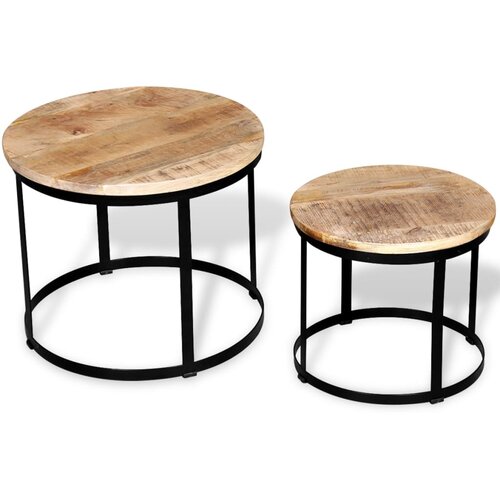 Maison Chic klubskih mizic - Kavne mizice - Nizka mizica iz Močnega Mangovega Lesa Okrogli 40 cm/50 cm, (21751997) Slike