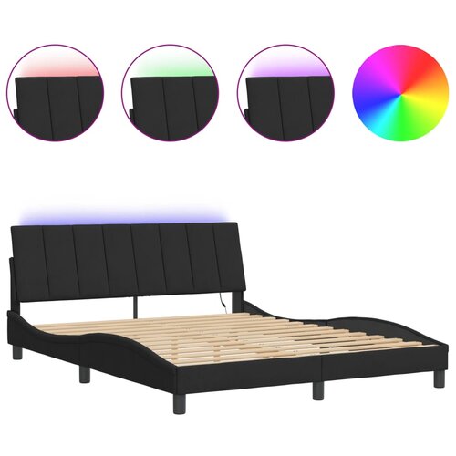 VidaXL Posteljni okvir z LED lučkami črn 160x200 cm žamet, (21082010) Slike