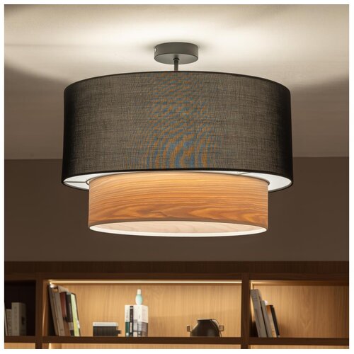 Brilagi LED plafonski luster CERIA 1xE27/60W/230V prečnik 50 cm crna/bež Slike