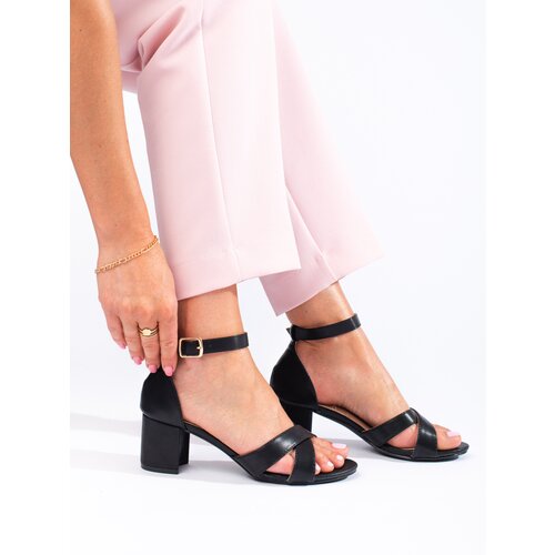 SHELOVET women's heeled sandals black Cene