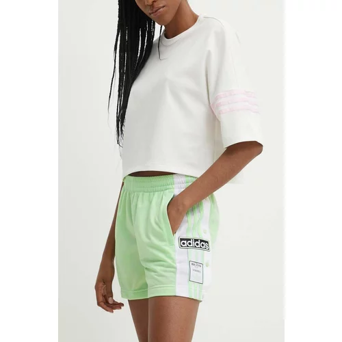 Adidas Kratke hlače za žene, boja: zelena, s aplikacijom, visoki struk, IP0719