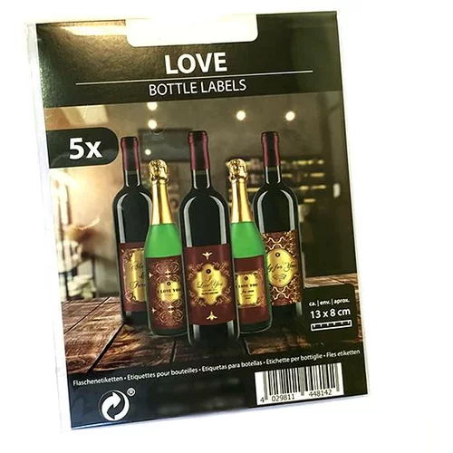  Nalepke za steklenice, Fancy 5 kos - Love