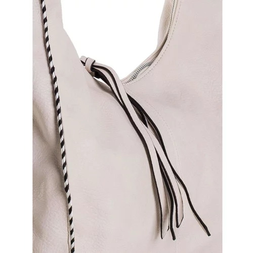 Fashionhunters Light beige eco leather shoulder bag