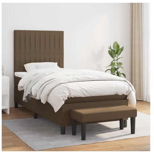 VidaXL Box spring postelja z vzmetnico temno rjava 90x200 cm Slike
