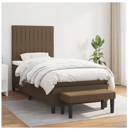 vidaXL Box spring postelja z vzmetnico temno rjava 90x200 cm