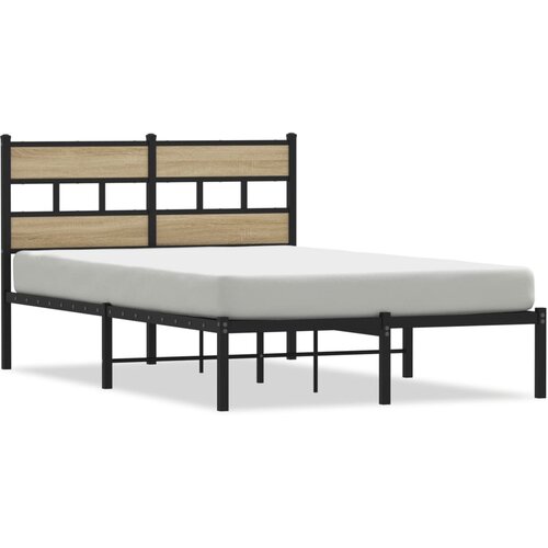 Maison Chic Kovinski Posteljni okvir - Dvoposteljna postelja - Zakonska postelja brez vzmetnice sonoma hrast 120x190 cm, (21694139) Slike
