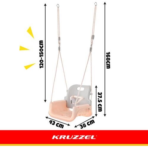 Kruzzel 3-u-1 dječja ljuljačka sivo-bež boje Slike