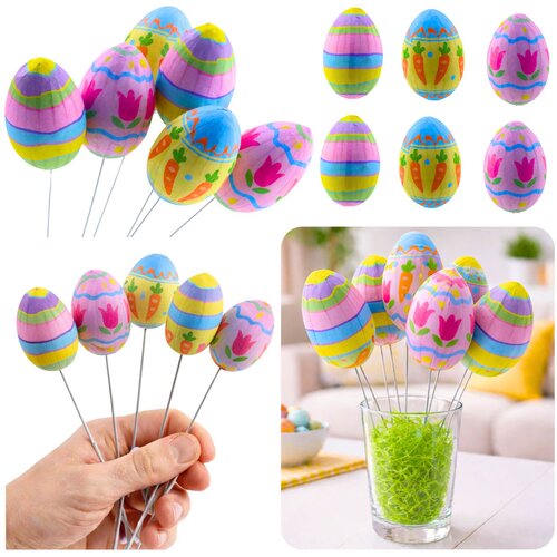  Easter Eggs on Wire Pick Carrot Tulips Decoration Colorful 6pcs Cijene