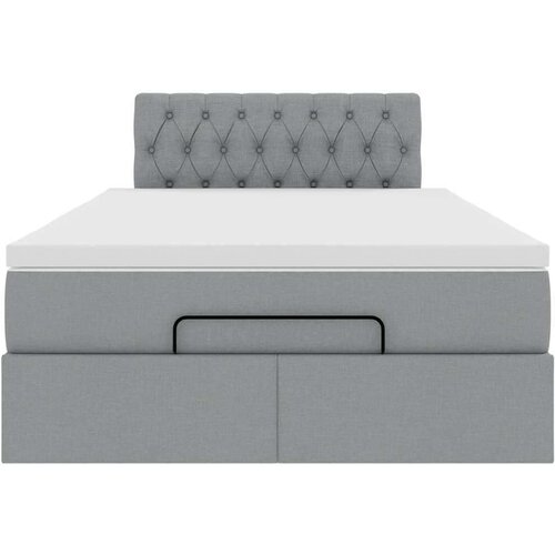 VidaXL otomanski krevet s madracem svjetlosivi 120x190 cm tkanine Slike