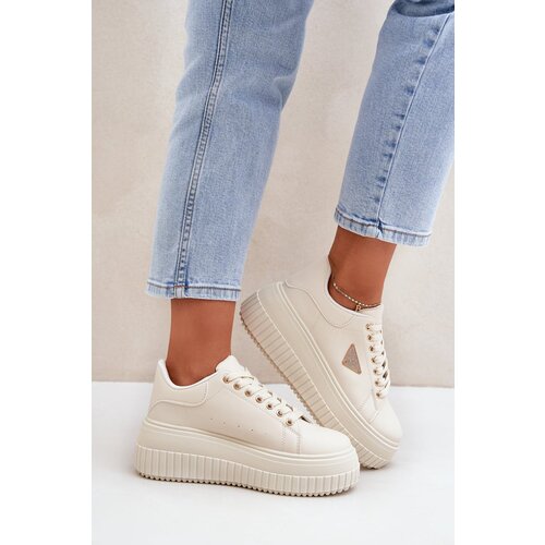 PS1 Stylish sneakers on a massive platform light beige Vallexia Cene