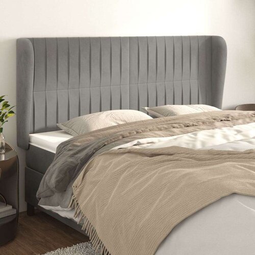  Uzglavlje s u&amp;scaron;ima svjetlosivo 203x23x118/128 cm bar&amp;scaron;unasto Slike