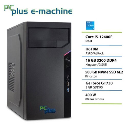 PCPLUS e-machine i5 12400F 16GB DDR5 500GB SSD GT730 namizni računalnik Cene