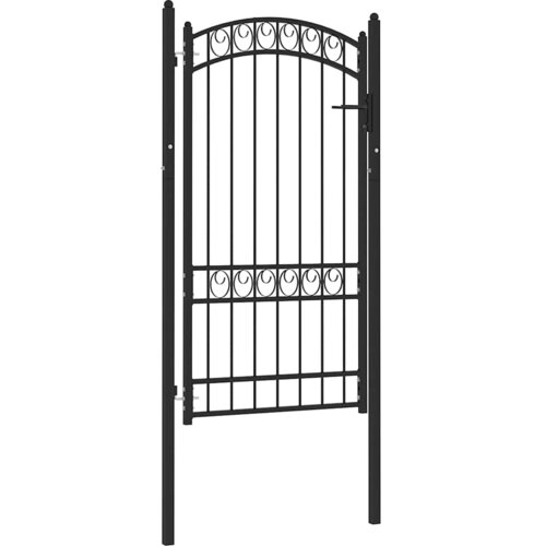  Vrata za ogradu EMMEN s lučnim vrhom čelik 100x123,5 cm crna Slike