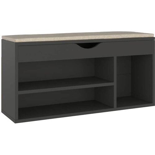  Klupa za cipele s jastukom siva 104x30x49 cm konstruirano drvo Slike