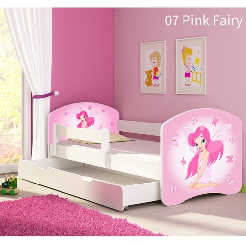 ACMA Dječji krevet s motivom, bočna bijela + ladica 180x80 cm - 07 Pink Fairy Cijene