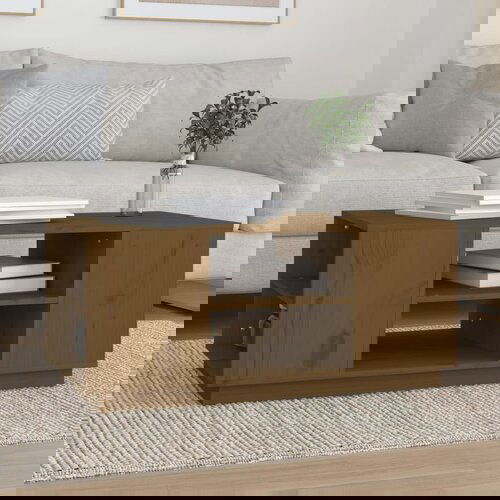 VidaXL Stolić za kavu boja meda 90 x 49 x 40,5 cm od masivne borovine Slike