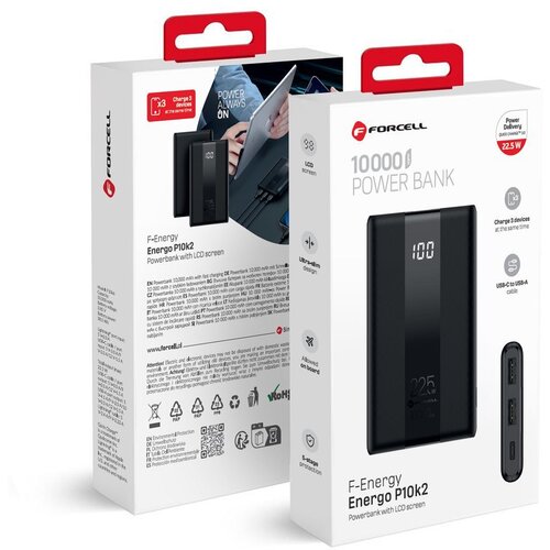 forcell f-energy P10K2 energo powerbank pd QC3.0 3A 22.5W 10000 mah crni Cene