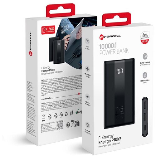 forcell Powerbank F-Energy Energo P10K2 QC3.0 PD 3A 22.5W 10000 mAh crna Cijene