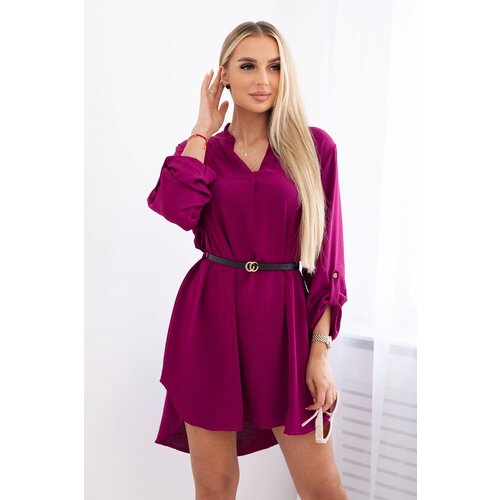 Kesi Włoski Dress with longer back and belt plum Slike