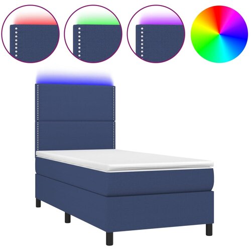 Maison Chic Box spring postelja - Vzmetna postelja z vzmetnico LED modra 100x200 cm blago SL15715, (21907852) Slike