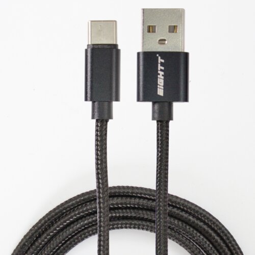 Eightt Kabel osemt USB 2.0 A tipa C 1M Traitzado de Nylon Negro, (21090869) Slike