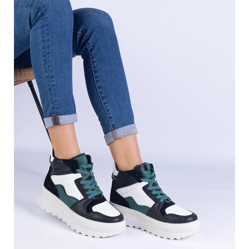 Gemre Black and white women's sports platform sneakers Sunline Cijene