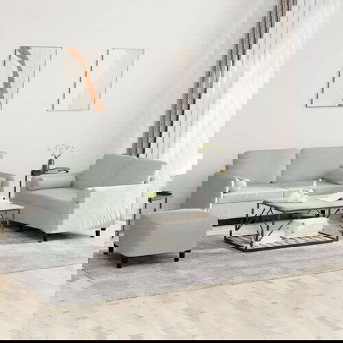 VidaXL 3-dijelni set sofa s jastucima svjetlosivi bar&amp;scaron;unasti Slike