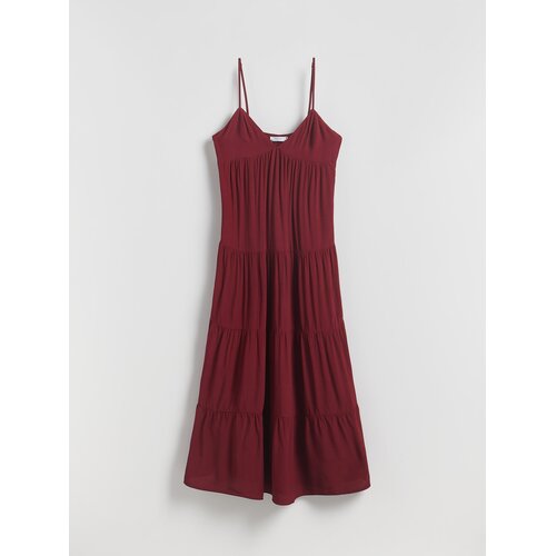 Reserved Midi haljina s visokim udjelom viskoze - burgundy Cijene