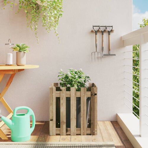 VidaXL Vrtna sadilica s izgledom ograde 50x50x50 cm od borovine Slike