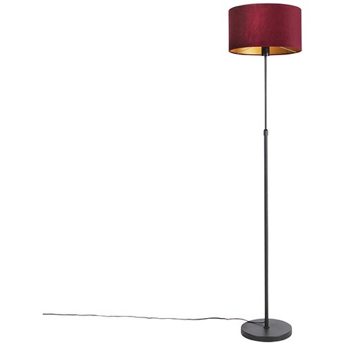 QAZQA Stoječa svetilka črna z žametnim odtenkom rdeča z zlatom 35 cm - Parte Cene