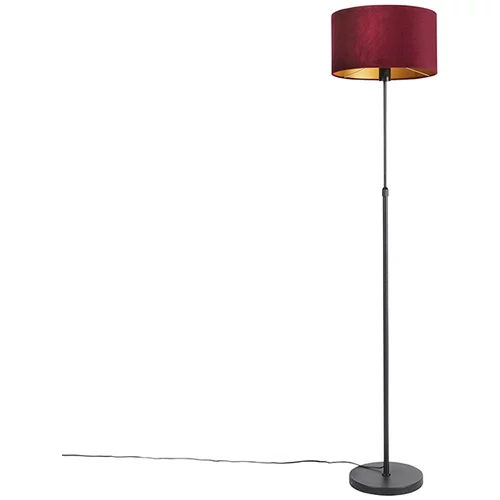QAZQA Stoječa svetilka črna z žametnim odtenkom rdeča z zlatom 35 cm - Parte