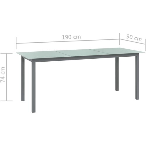 The Living Store Vrtni stol svjetlosivi 190 x 90 x 74 cm od aluminija i stakla Cene