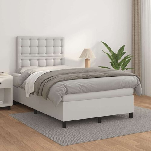  Box spring postelja z vzmetnico bel 120x200 cm umetno usnje, (20930277) Cene