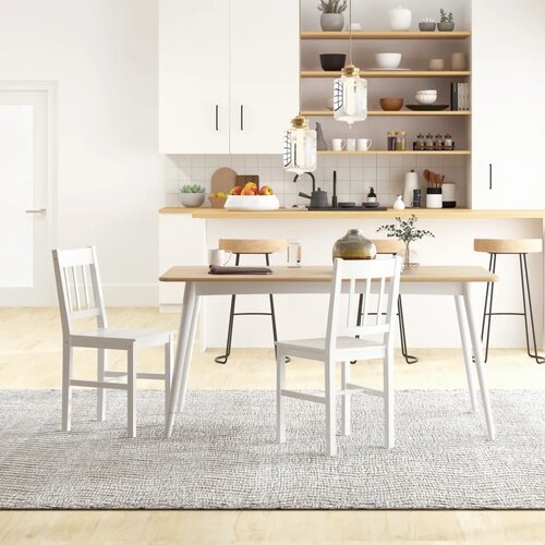  Set od 2 blagovaonske stolice kuhinjske stolice puno drvo 41 cm x 46 5 cm x 85 5 cm bijela Slike