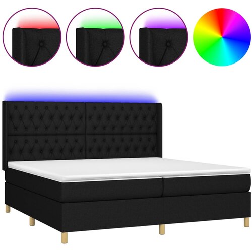 VidaXL Box spring postelja z vzmetnico LED črna 200x200 cm blago, (20761145) Slike