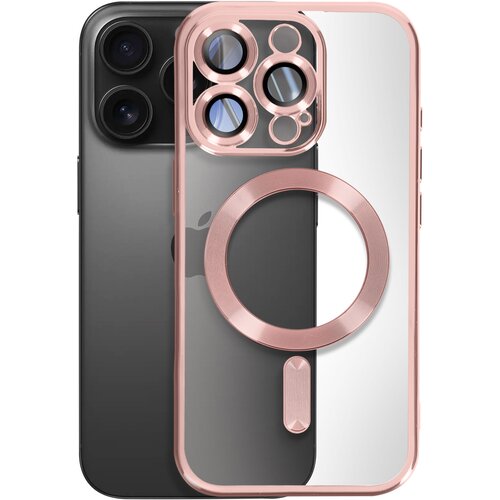 AVIZAR Ohišje MagSafe za iPhone 16 Pro Max Silikonski kromirani okvir, Šampanjec roza, (5000015499) Cene