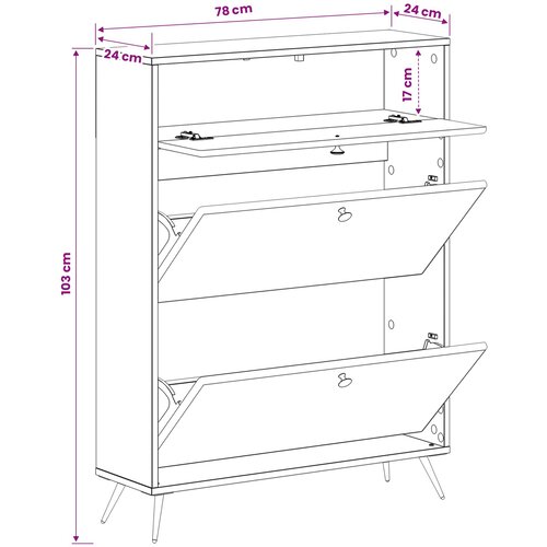  Ormar za cipele BREDA 78 x 24 x 103 cm Konstruirano drvo Crna Slike