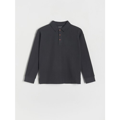 Reserved božična oversize polo majica z dolgimi rokavi - siva Cene
