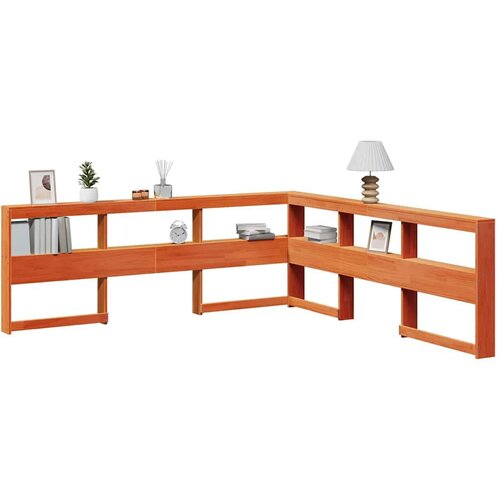  Knjižnica vzglavje L-oblike voščeno rjava 180 cm trdna borovina, (21792179) Cene