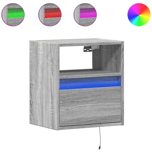 Maison Chic Stenska TV omarica - TV stojalo - Televizijska omarica z LED lučkami siva sonoma 41x31x45 cm, (21700687) Slike